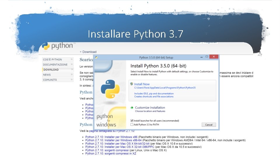 Installare Python 3. 7 