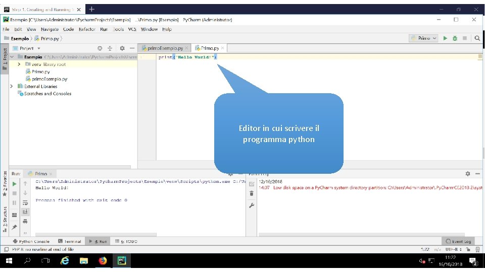 Editor in cui scrivere il programma python 