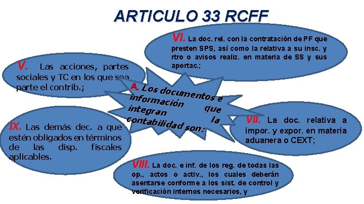 ARTICULO 33 RCFF VI. La doc. rel. con la contratación de PF que V.