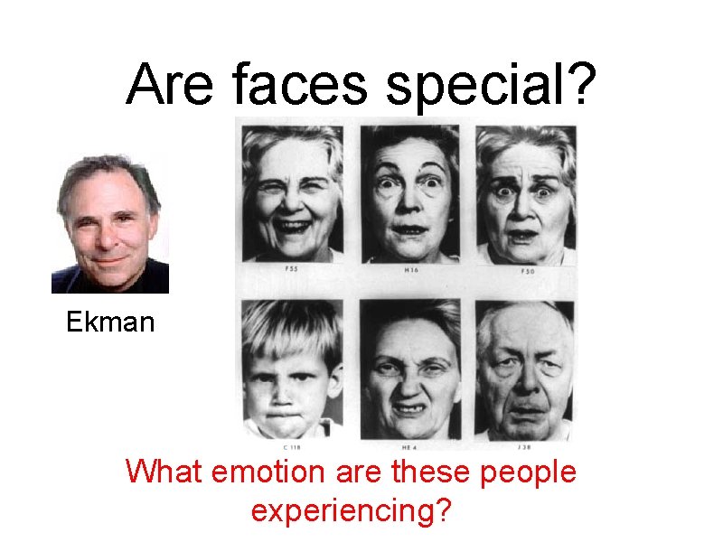 Are faces special? Ekman What emotion are these people experiencing? 