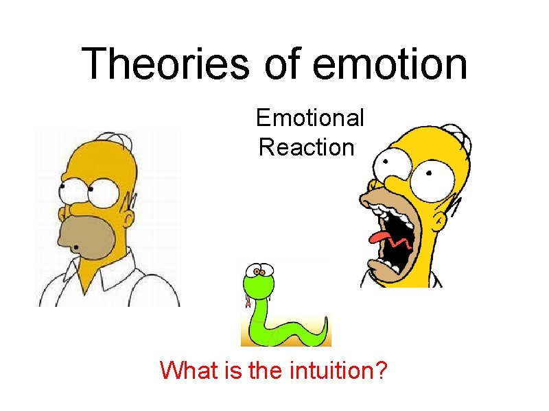 Theories of emotion Emotional Reaction What is the intuition? 