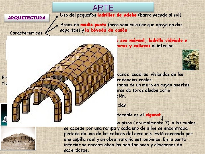 ARTE Uso del pequeños ladrillos de adobe (barro secado al sol) ARQUITECTURA Arcos de