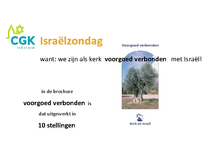 Israëlzondag want: we zijn als kerk voorgoed verbonden met Israël! in de brochure voorgoed