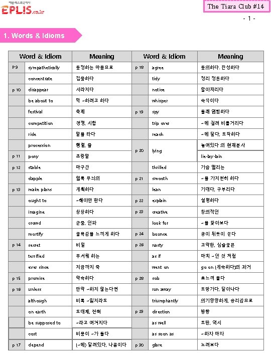 The Tiara Club 14 2 Word Idiom Meaning