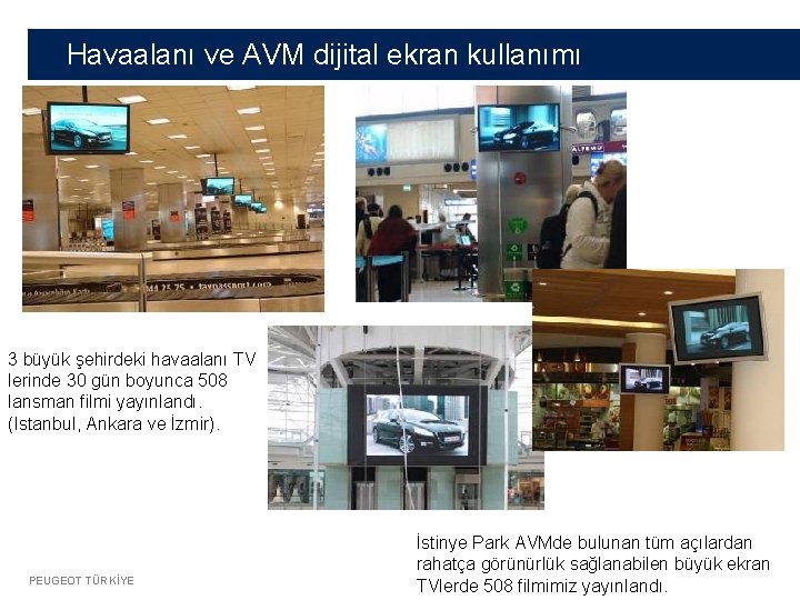 Havaalanı ve AVM dijital ekran kullanımı 3 büyük şehirdeki havaalanı TV lerinde 30 gün