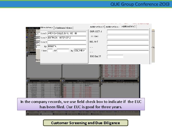 In the company records, we use field check box to indicate if the EUC