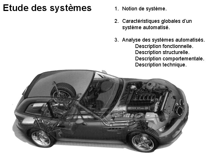 Etude des systèmes 1. Notion de système. 2. Caractéristiques globales d’un système automatisé. 3.