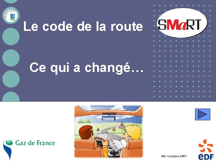 Le code de la route Ce qui a changé… Délégation Santé Sécurité Service Maîtrise