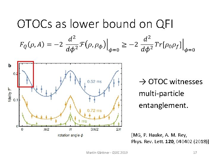 OTOCs as lower bound on QFI → OTOC witnesses multi-particle entanglement. [MG, P. Hauke,