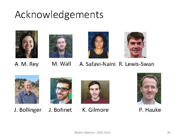 Acknowledgements A. M. Rey M. Wall J. Bollinger J. Bohnet A. Safavi-Naini R. Lewis-Swan