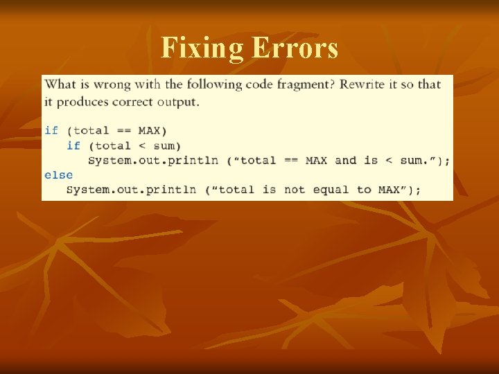 Fixing Errors 