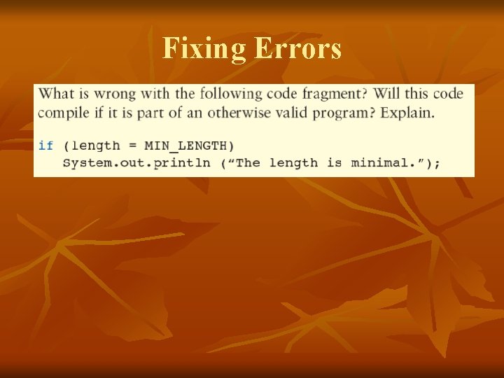 Fixing Errors 
