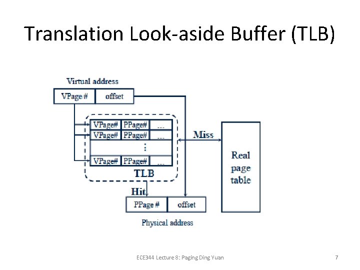 Translation Look-aside Buffer (TLB) ECE 344 Lecture 8: Paging Ding Yuan 7 