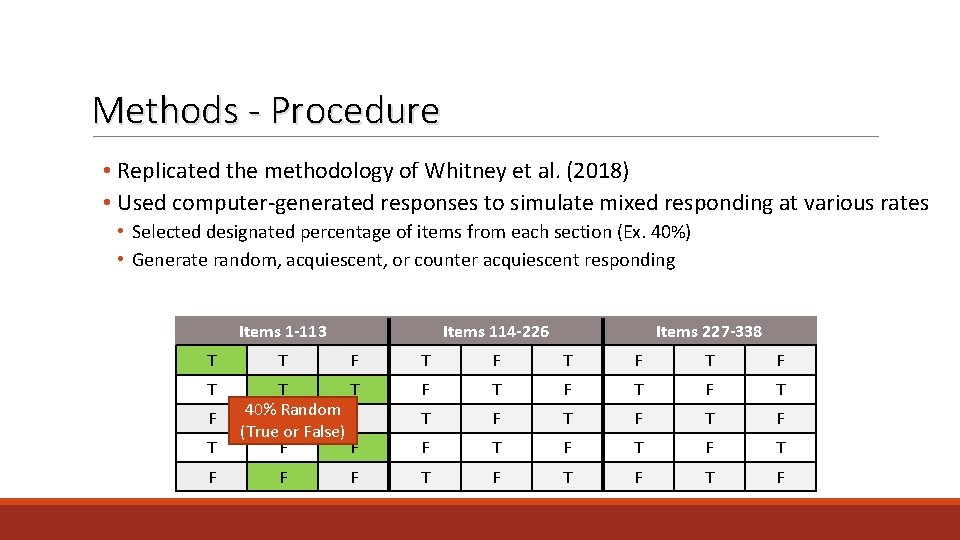 Methods - Procedure • Replicated the methodology of Whitney et al. (2018) • Used