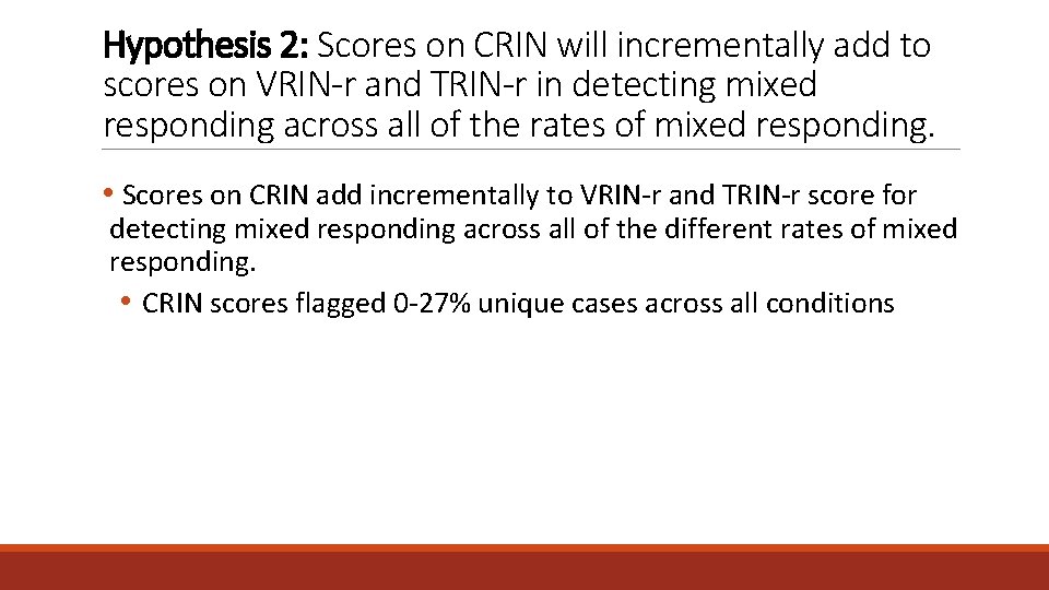 Hypothesis 2: Scores on CRIN will incrementally add to scores on VRIN-r and TRIN-r