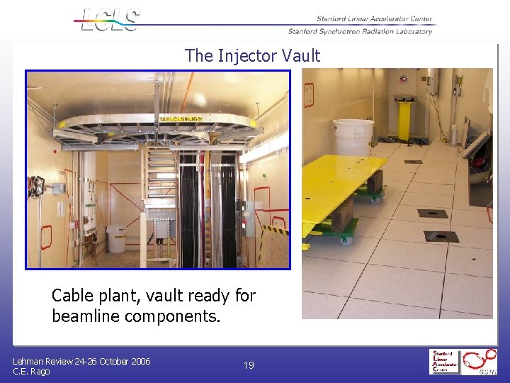 The Injector Vault Cable plant, vault ready for beamline components. Lehman Review 24 -26