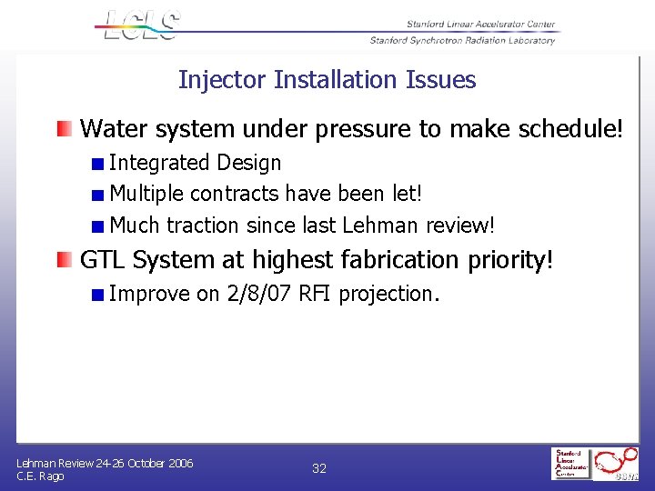 Injector Installation Issues Water system under pressure to make schedule! Integrated Design Multiple contracts