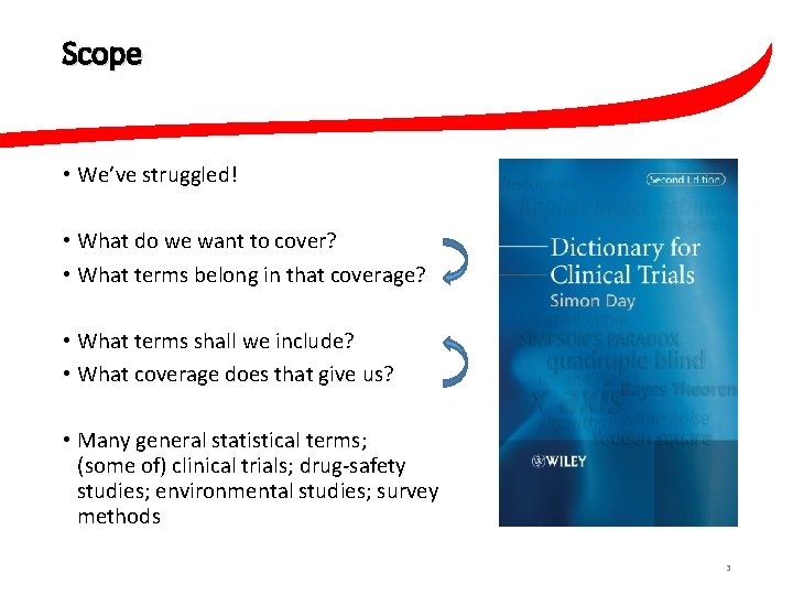 Scope • We’ve struggled! • What do we want to cover? • What terms