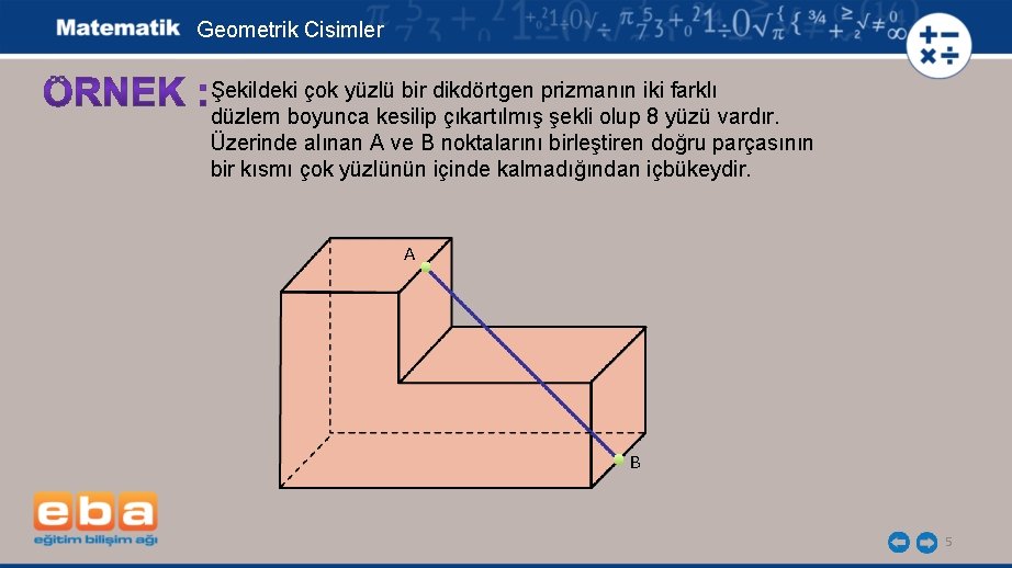 Geometrik Cisimler Şekildeki çok yüzlü bir dikdörtgen prizmanın iki farklı düzlem boyunca kesilip çıkartılmış