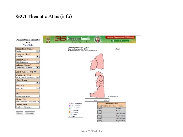 v 3. 1 Thematic Atlas (info) GIS DIV. NIC, TNSC 