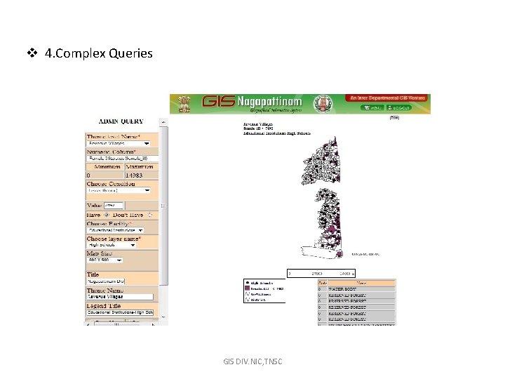 v 4. Complex Queries GIS DIV. NIC, TNSC 