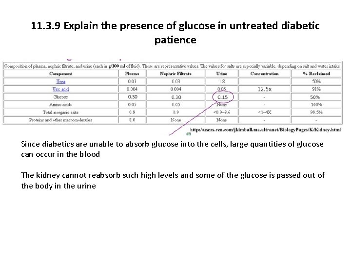 11. 3. 9 Explain the presence of glucose in untreated diabetic patience Since diabetics