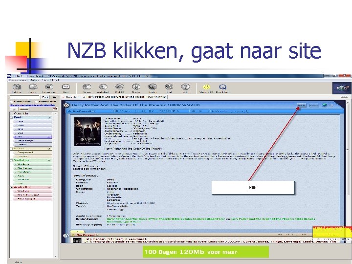 NZB klikken, gaat naar site 