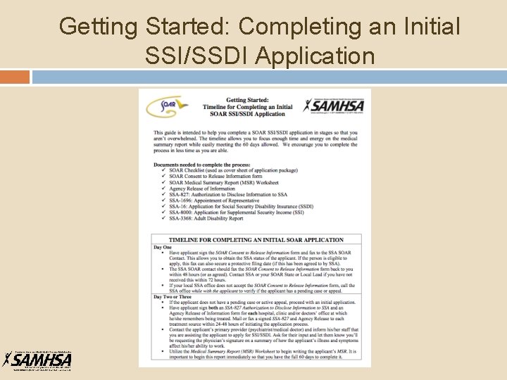 Getting Started: Completing an Initial SSI/SSDI Application 