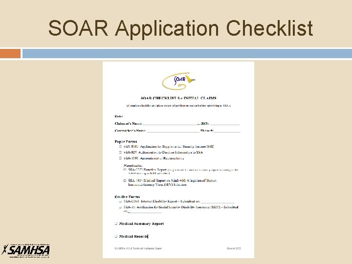 SOAR Application Checklist 
