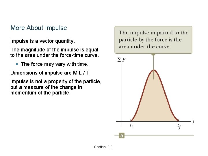 More About Impulse is a vector quantity. The magnitude of the impulse is equal