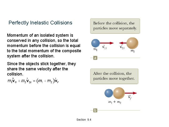 Perfectly Inelastic Collisions Momentum of an isolated system is conserved in any collision, so