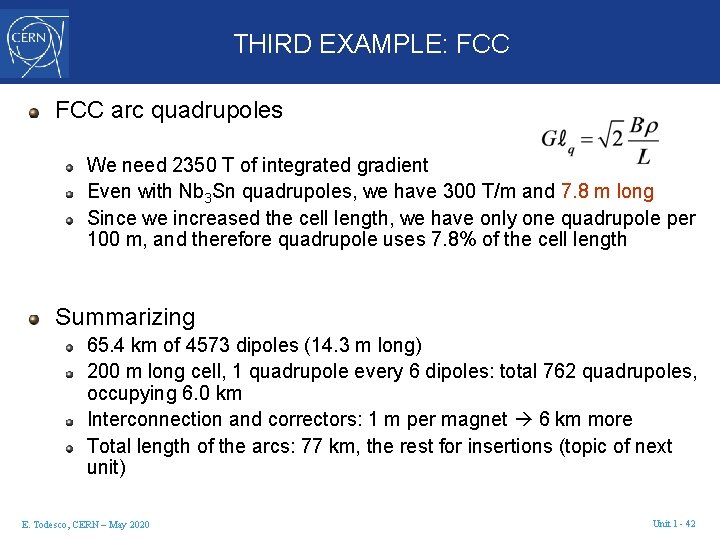 THIRD EXAMPLE: FCC arc quadrupoles We need 2350 T of integrated gradient Even with
