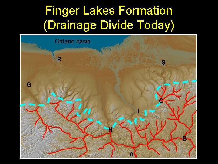 Finger Lakes Formation (Drainage Divide Today) Ontario basin R S G C I H Finger Lakes Formation (Drainage Divide Today) Ontario basin R S G C I H