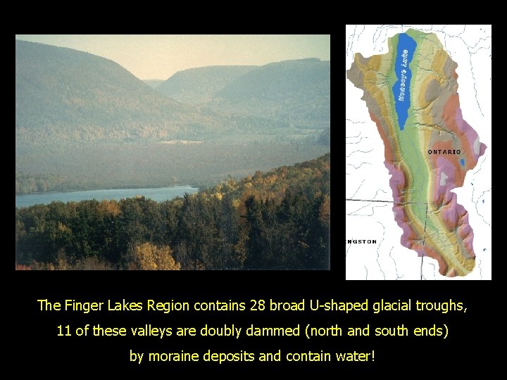 The Finger Lakes Region contains 28 broad U-shaped glacial troughs, 11 of these valleys The Finger Lakes Region contains 28 broad U-shaped glacial troughs, 11 of these valleys