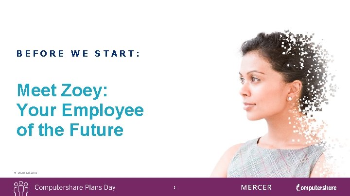 BEFORE WE START: Meet Zoey: Your Employee of the Future © MERCER 2018 3