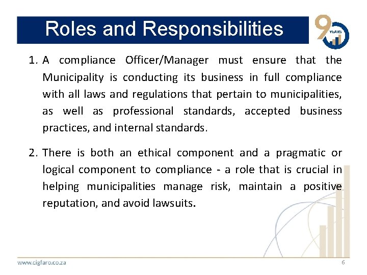 THE ROLE AND IMPORTANCE OF COMPLIANCE OFFICERS PRESENTED