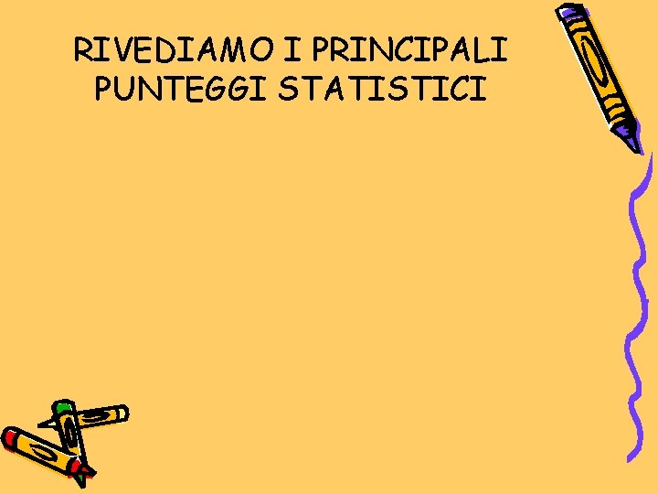 RIVEDIAMO I PRINCIPALI PUNTEGGI STATISTICI 