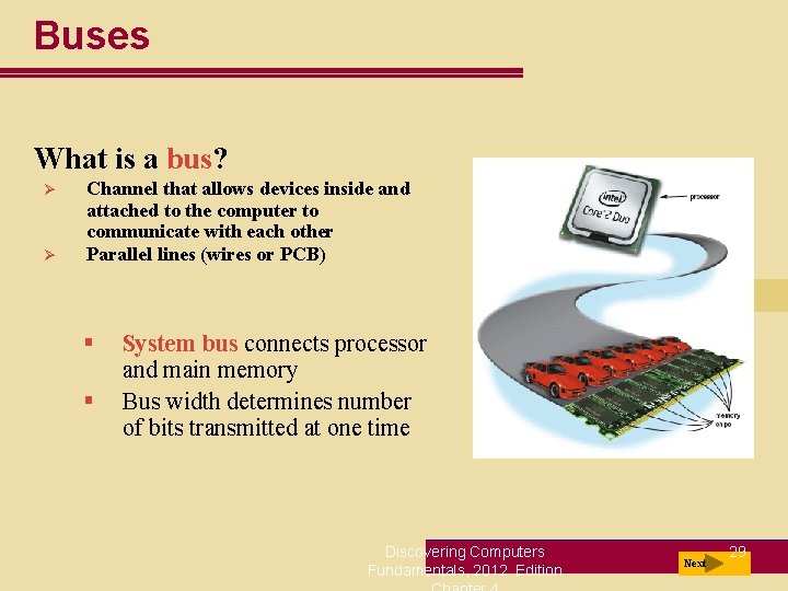 Buses What is a bus? Ø Ø Channel that allows devices inside and attached