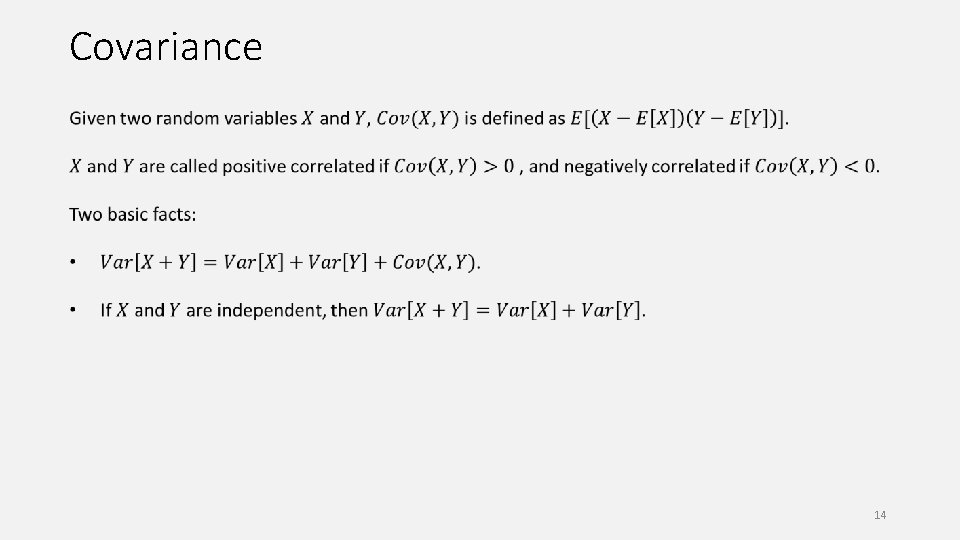 Covariance 14 