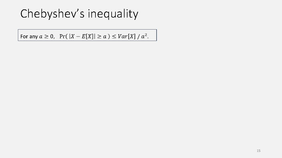 Chebyshev’s inequality 15 