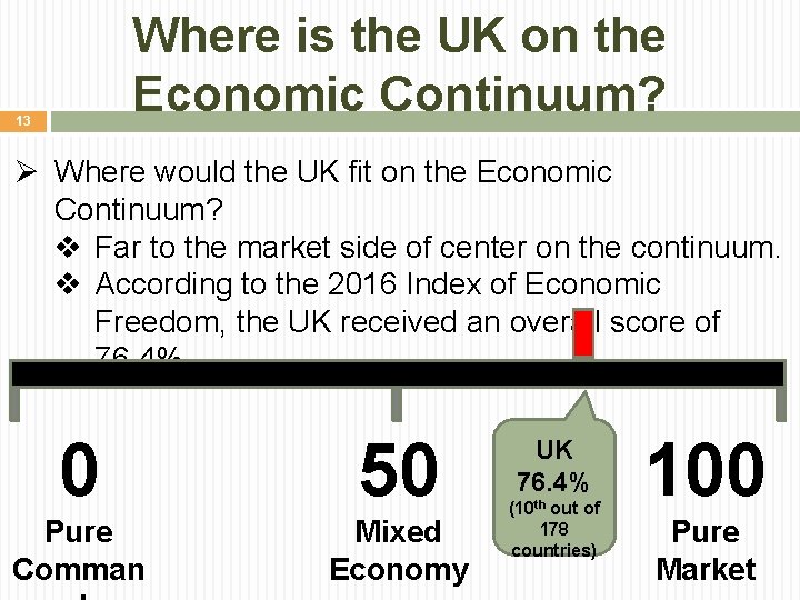 Where is the UK on the Economic Continuum? 13 Ø Where would the UK