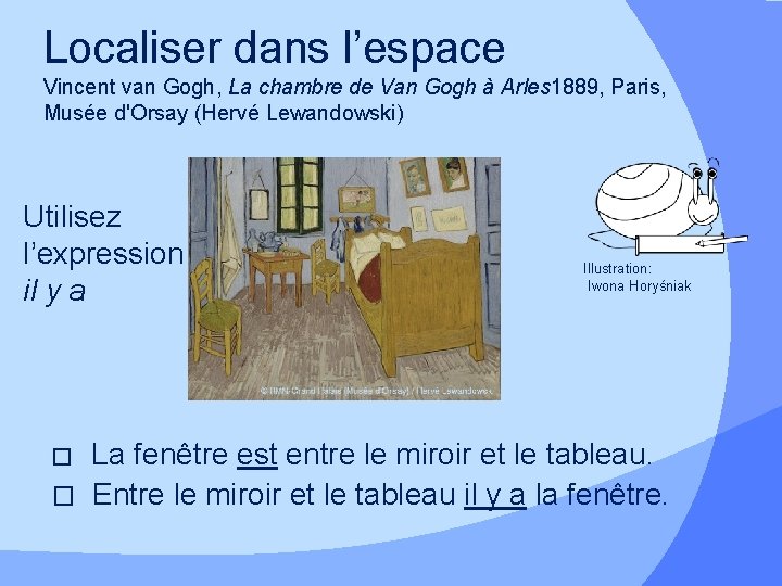 Localiser dans l’espace Vincent van Gogh, La chambre de Van Gogh à Arles 1889,