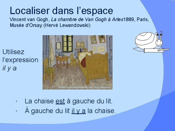 Localiser dans l’espace Vincent van Gogh, La chambre de Van Gogh à Arles 1889,