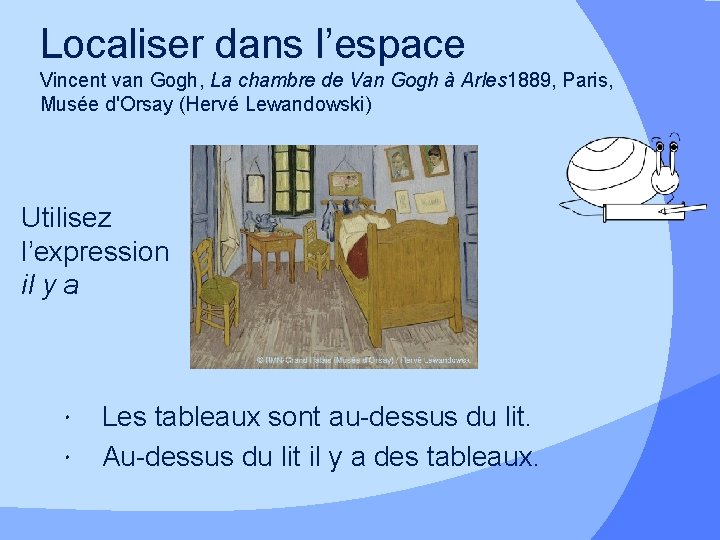 Localiser dans l’espace Vincent van Gogh, La chambre de Van Gogh à Arles 1889,