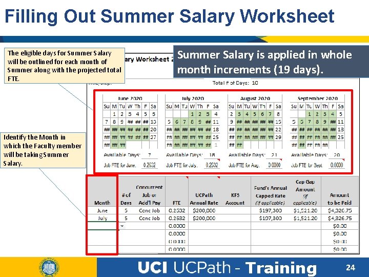 Filling Out Summer Salary Worksheet The eligible days for Summer Salary will be outlined