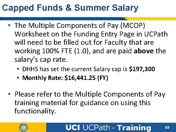 Capped Funds & Summer Salary • The Multiple Components of Pay (MCOP) Worksheet on
