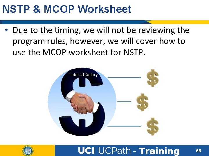 NSTP & MCOP Worksheet • Due to the timing, we will not be reviewing
