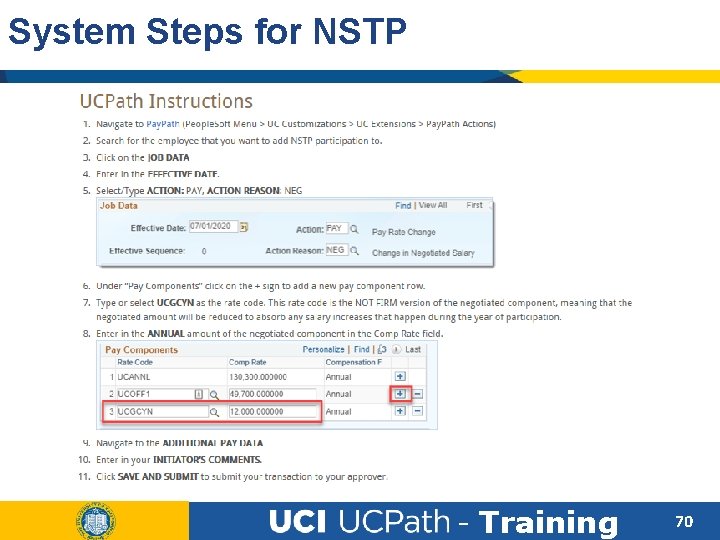 System Steps for NSTP - Training 70 