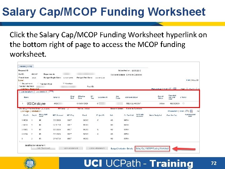 Salary Cap/MCOP Funding Worksheet Click the Salary Cap/MCOP Funding Worksheet hyperlink on the bottom