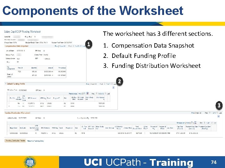 Components of the Worksheet The worksheet has 3 different sections. 1. Compensation Data Snapshot